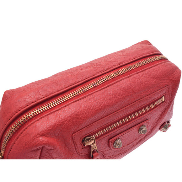 Balenciaga Giant Stud Leather Pouch Red PG - Picture 6 of 9